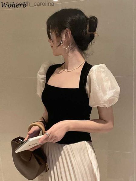 woherb vintage velvet blouse women square collar medh puff sleeve shirts 2023 spring summer slim crop french blusas l230522, White
woherb vintage velvet blouse women square collar medh puff sleeve shirts 2023 spring summer slim crop french blusas l230522, White