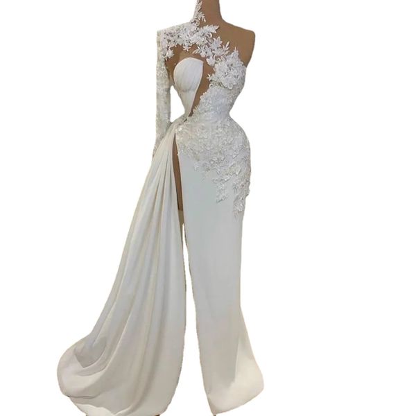 new white satin long sleeve evening dresses a line formal dress prom party gown gown applique high neck thigh-high slits custom, Black;red
new white satin long sleeve evening dresses a line formal dress prom party gown gown applique high neck thigh-high slits custom, Black;red