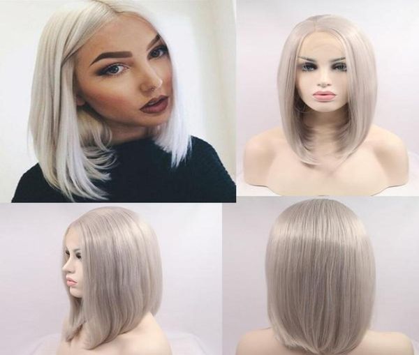 short silver gray bob lace front wigs for women heat resistant fiber platinum blonde bob synthetic hair wigs middle part9963997, Black
short silver gray bob lace front wigs for women heat resistant fiber platinum blonde bob synthetic hair wigs middle part9963997, Black
