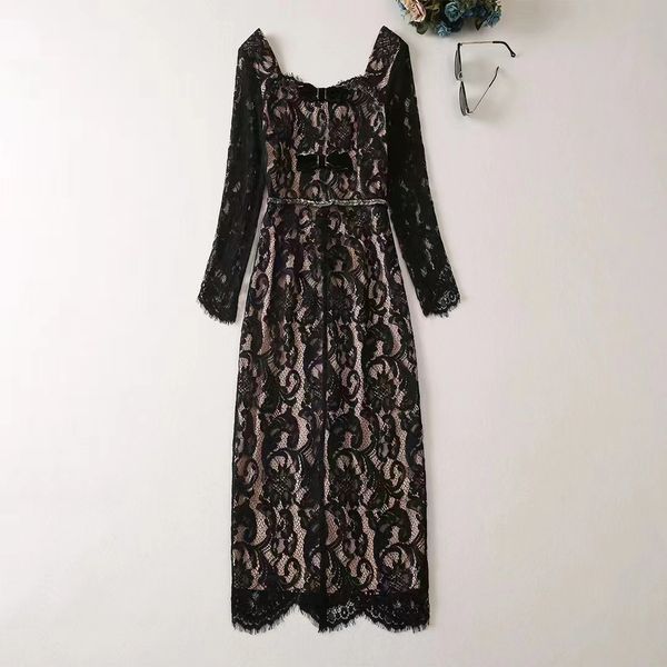 european and american women's clothes 2023 summer new long sleeve bow square collar fashion black lace dress xxl, Black;gray
european and american women's clothes 2023 summer new long sleeve bow square collar fashion black lace dress xxl, Black;gray