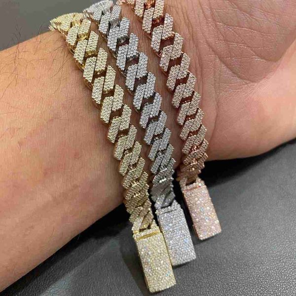 hip hop rapper bracelet 10mm prong setting double row 5ct moissanite miami cuban chain bracelet, Silver
hip hop rapper bracelet 10mm prong setting double row 5ct moissanite miami cuban chain bracelet, Silver