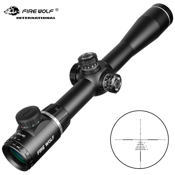 fire wolf 6-24x40 hunting tactics sight adjustable red green cross hunting optics glass reticle turrets lock reset rifle scopes
fire wolf 6-24x40 hunting tactics sight adjustable red green cross hunting optics glass reticle turrets lock reset rifle scopes