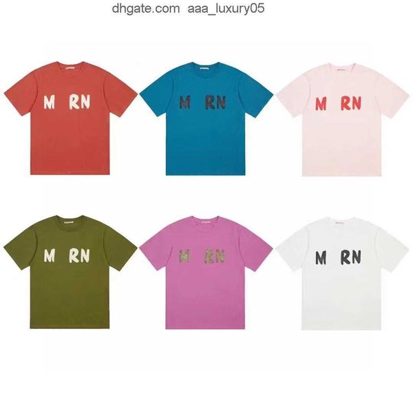 22ss new summer short women's marni t-shirt sleeve tees shirts mens womans loose cursive letter printed t shirt marn cotton r, White
22ss new summer short women's marni t-shirt sleeve tees shirts mens womans loose cursive letter printed t shirt marn cotton r, White