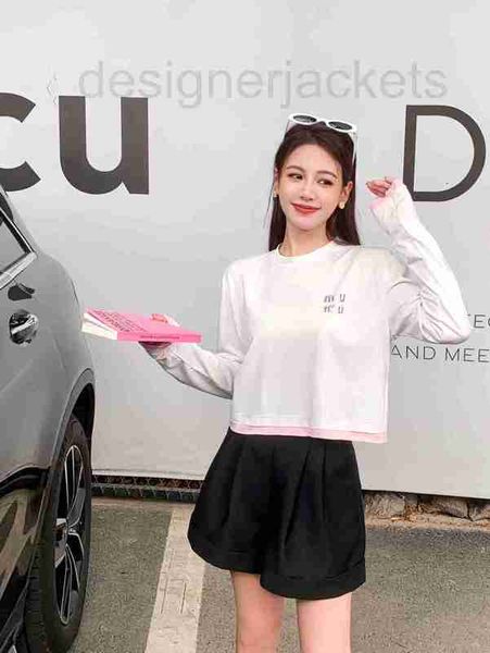 women's t-shirt designer long sleeved 2023 summer simple pressed diamond letter decoration round neck silk smooth fabric fake two piece, White
women's t-shirt designer long sleeved 2023 summer simple pressed diamond letter decoration round neck silk smooth fabric fake two piece, White