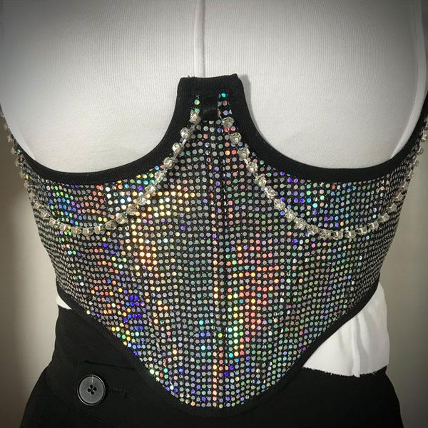 t-shirt 2023 new women's fashion sleeveless camis slim girdle sequins diamond chain crop lace up underbust corset bustiers, White
t-shirt 2023 new women's fashion sleeveless camis slim girdle sequins diamond chain crop lace up underbust corset bustiers, White