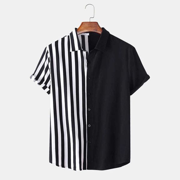 moq box summer new men's shortsleeved shirt black and white stripes fashion simple camisas para hombre ef, White;black
moq box summer new men's shortsleeved shirt black and white stripes fashion simple camisas para hombre ef, White;black