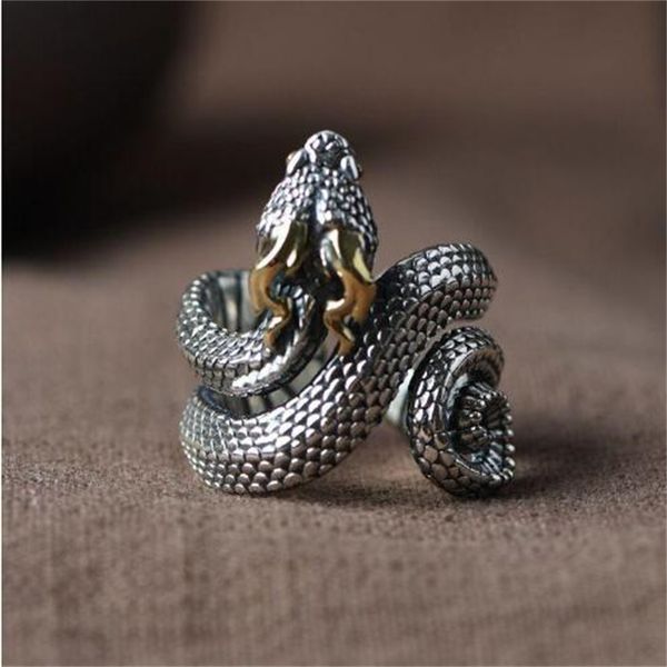 european and american retro gothic metal snake ring men's and women's exaggerated punk stereo opening adjustable ring ae818, Silver
european and american retro gothic metal snake ring men's and women's exaggerated punk stereo opening adjustable ring ae818, Silver