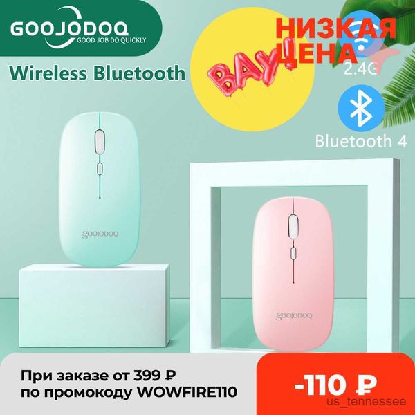 Image of Mice Mice Rechargeable Wireless Bluetooth Mouse for Computer PC Mouse Dual Modes Bluetooth USB Wireless Mouse Adjustable