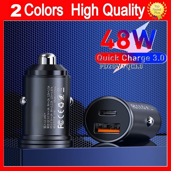 Image of Mini Stealth Car Adapter 48W Dual USB Quick Charge Type C Car-Charge Car-Charger Car Quick Charge PD Charger Adapter PD+QC/PD+PD Car Charger For iPhone 12 Huawei Xiaomi