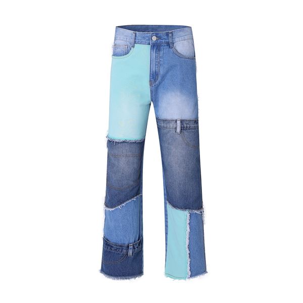 denim patchwork jeans mens streetwear straight casual denim trousers hip hop pants women, Blue
denim patchwork jeans mens streetwear straight casual denim trousers hip hop pants women, Blue