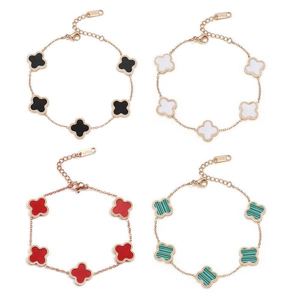 charm bracelets necklaces fashionable and minimalist five flower rose gold for women's stainless steel four leaf clover bracelet couple, Golden;silver
charm bracelets necklaces fashionable and minimalist five flower rose gold for women's stainless steel four leaf clover bracelet couple, Golden;silver