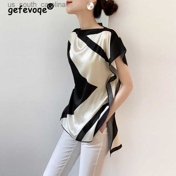 summer women's satin elegant fashion simple contrast color blouse shirt casual short sleeve loose tunic female clothing l230522, White
summer women's satin elegant fashion simple contrast color blouse shirt casual short sleeve loose tunic female clothing l230522, White