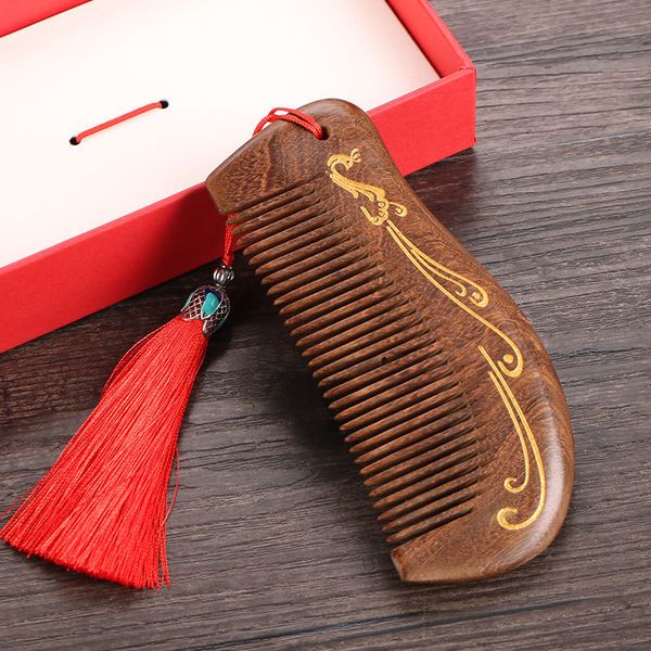 pure natural black gold sandalwood comb painted phoenix tail anti-hair loss portable, Silver
pure natural black gold sandalwood comb painted phoenix tail anti-hair loss portable, Silver