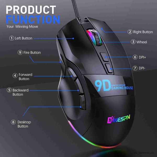 Image of Mice Mice New Wired Gaming Mouse Multi-Button RGB Mouse Gaming Mouse Gamer Macro For PC