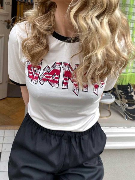 artistic letter graphic cotton t-shirts woman 2023 summer patchwork o neck short sleeve tees female casual classic t-shirt l230522, White
artistic letter graphic cotton t-shirts woman 2023 summer patchwork o neck short sleeve tees female casual classic t-shirt l230522, White