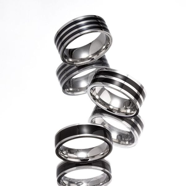 trendy 8mm black stripe men ring titanium ring carbide casual men jewelry couple wedding bands boyfriend gift, Silver
trendy 8mm black stripe men ring titanium ring carbide casual men jewelry couple wedding bands boyfriend gift, Silver