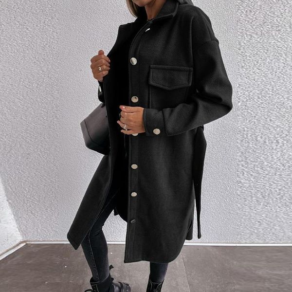 fur winter turndown collar blend woolen coats fashion casual long sleeve pocket jackets autumn solid belted women long outwear, Black
fur winter turndown collar blend woolen coats fashion casual long sleeve pocket jackets autumn solid belted women long outwear, Black