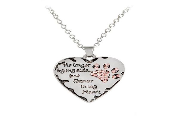 no longer by my side forever in my heart handstamped dog print paw claw crystal heart shaped pendant necklace dog lovers jewelry2632638, Silver
no longer by my side forever in my heart handstamped dog print paw claw crystal heart shaped pendant necklace dog lovers jewelry2632638, Silver