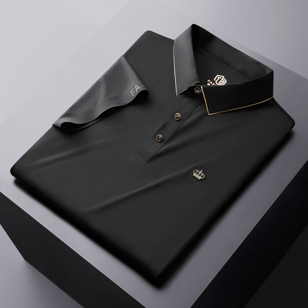 high end traceless ice silk short sleeve polo shirt men's summer new fashion crown embroidery lapel t-shirt men's luxury, White;black
high end traceless ice silk short sleeve polo shirt men's summer new fashion crown embroidery lapel t-shirt men's luxury, White;black