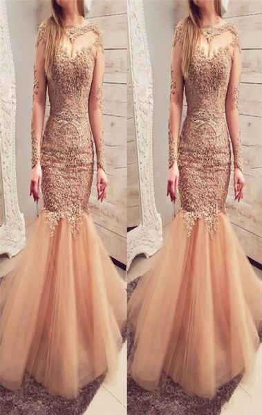 sheer crew neck illusion long sleeves gold mermaid prom dresses beaded crystal lace appliques floor length evening party gowns cus2352395, Black
sheer crew neck illusion long sleeves gold mermaid prom dresses beaded crystal lace appliques floor length evening party gowns cus2352395, Black