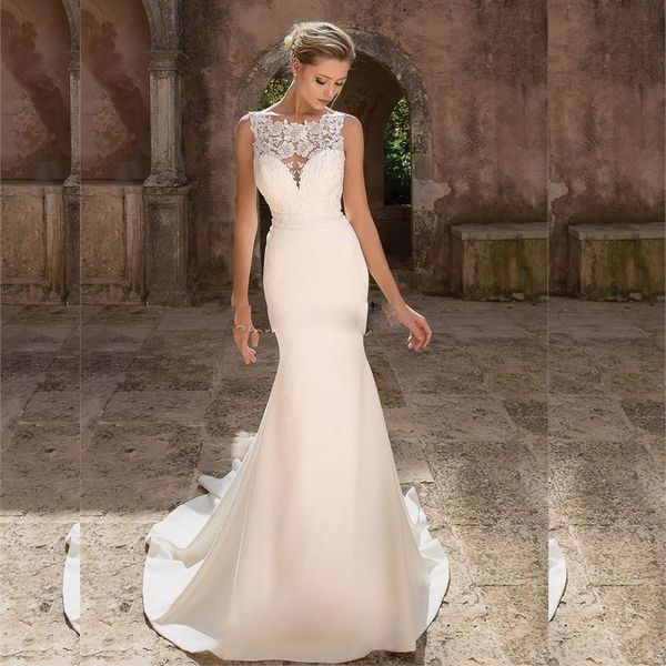 simple appliques mermaid wedding dress backless satin wedding bridal gown plus size dresses for bride, White
simple appliques mermaid wedding dress backless satin wedding bridal gown plus size dresses for bride, White