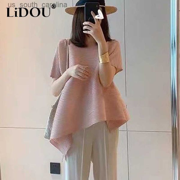 2023 summer new casual fashion pleated irregular loose all-match short sleeve t-shirt tee women elegant white pants black skirts l230522
2023 summer new casual fashion pleated irregular loose all-match short sleeve t-shirt tee women elegant white pants black skirts l230522
