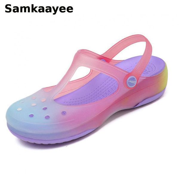 size 35-41 womens sandals summer female gradient color clogs slip-on garden shoes slippers hollow breathable jelly zapatos y33, Black
size 35-41 womens sandals summer female gradient color clogs slip-on garden shoes slippers hollow breathable jelly zapatos y33, Black