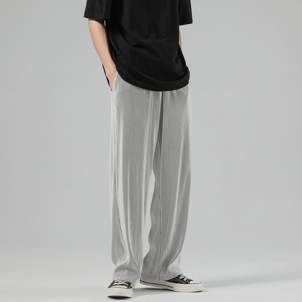 pants summer men's pant full length wide leg pants male casual elastic waist loose ice slik straight stiped trousers man streetwear, Black
pants summer men's pant full length wide leg pants male casual elastic waist loose ice slik straight stiped trousers man streetwear, Black
