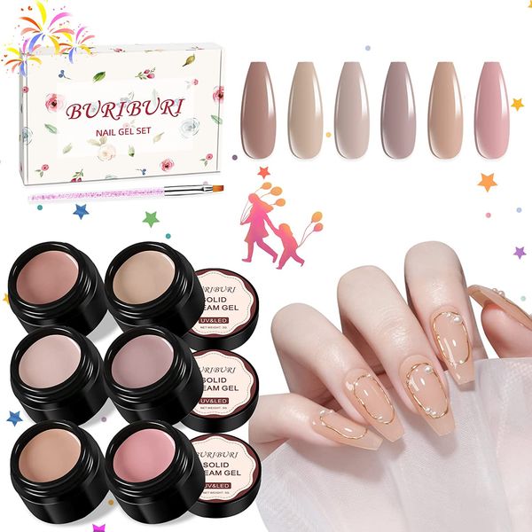 buriburi solid gel nail polish nude nail kit, 6 colors nude creamy nail gel with brush for nail art design diy nail art manicure (gtls-6), Red;pink
buriburi solid gel nail polish nude nail kit, 6 colors nude creamy nail gel with brush for nail art design diy nail art manicure (gtls-6), Red;pink