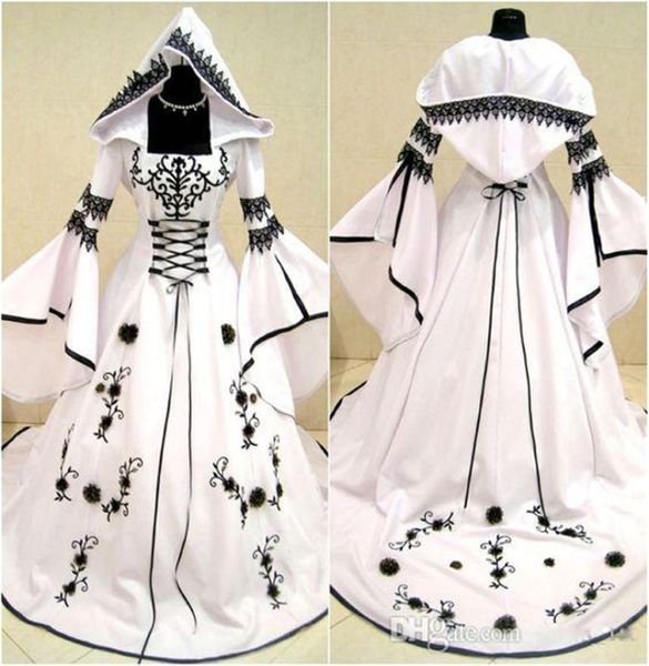 renaissance medieval vintage black and white wedding dresses 2021 long sleeve embroidery lace appliqued laceup back gothic bridal7124733
renaissance medieval vintage black and white wedding dresses 2021 long sleeve embroidery lace appliqued laceup back gothic bridal7124733