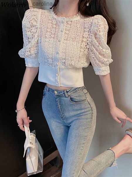 woherb sweet crochet blouse women hollow out shirt vintage puff sleeve korean women shirts fashion chic blusas l230522, White
woherb sweet crochet blouse women hollow out shirt vintage puff sleeve korean women shirts fashion chic blusas l230522, White