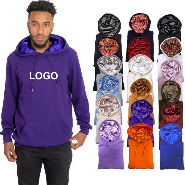 wholesale men's basic solid color thick cotton custom hooded sweatshirts silk satin lined hoodies with hood lining, Black
wholesale men's basic solid color thick cotton custom hooded sweatshirts silk satin lined hoodies with hood lining, Black