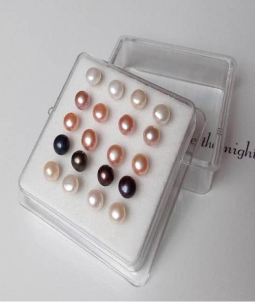 925 silver mixed color white black pink 6mm natural freshwater pearl earrings ear studs 10 pairs box5011621, Golden;silver
925 silver mixed color white black pink 6mm natural freshwater pearl earrings ear studs 10 pairs box5011621, Golden;silver