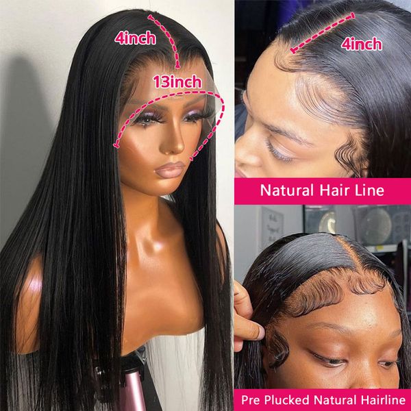 

peruvian bone straight hair 13x4 lace frontal human hair wig 30 40 inch 13x6 hd lace wigs for black women 4x4 lace closure wig, Black;brown