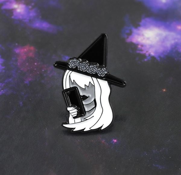 classic witch image brooch basic witch with phone and flower crown enamel pin denim backpack tshirt badge halloween punk gifts4431155, Gray
classic witch image brooch basic witch with phone and flower crown enamel pin denim backpack tshirt badge halloween punk gifts4431155, Gray