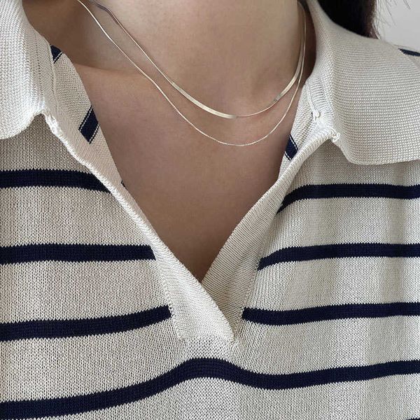 double layer snake bone chain necklace silver naked chain overlay hybrid chain clavicle chain short neck chain n715, Black
double layer snake bone chain necklace silver naked chain overlay hybrid chain clavicle chain short neck chain n715, Black