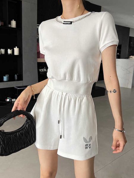 women's two piece pants designer 2023 summer new heavy industry beaded t-shirt with shorts, casual set, temperament, age reducing fashi, White
women's two piece pants designer 2023 summer new heavy industry beaded t-shirt with shorts, casual set, temperament, age reducing fashi, White