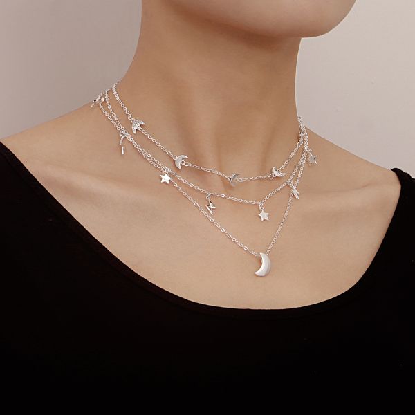 designer necklace star moon pendant double layer necklace creative retro simple alloy necklace necklace pendant for women girls fashion cute, Silver
designer necklace star moon pendant double layer necklace creative retro simple alloy necklace necklace pendant for women girls fashion cute, Silver