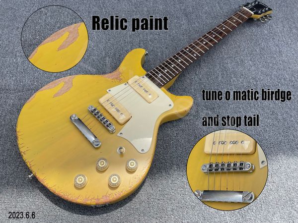 electric guitar cream color see thru wood grain relic paint p90 cream pickups chrome parts tune o matic bridge and stail ag
electric guitar cream color see thru wood grain relic paint p90 cream pickups chrome parts tune o matic bridge and stail ag