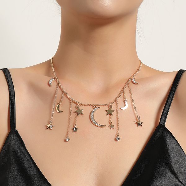 pendant necklace for women girls full diamond crescent pentagram pendant necklace, rhinestone tassels short sweater designer necklace fashio, Silver
pendant necklace for women girls full diamond crescent pentagram pendant necklace, rhinestone tassels short sweater designer necklace fashio, Silver