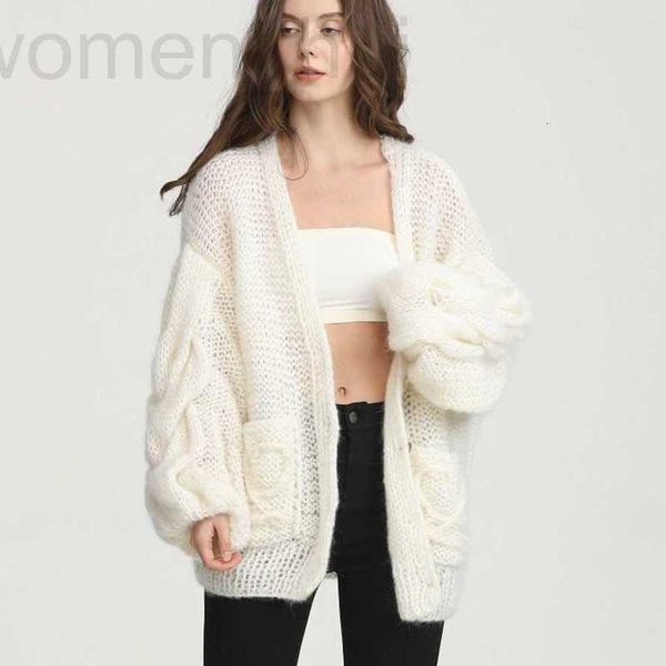 women's sweaters designer sweater hand woven crocheted mohair loose lazy wind straight cardigan coat commuter sweater women, White;black
women's sweaters designer sweater hand woven crocheted mohair loose lazy wind straight cardigan coat commuter sweater women, White;black