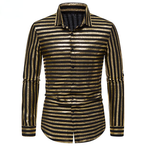 autumn new long sleeve men's shirt gold luxury fashion stripes party banquet stage dress suits shirt male clothing, White;black
autumn new long sleeve men's shirt gold luxury fashion stripes party banquet stage dress suits shirt male clothing, White;black