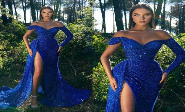 royal blue mermaid prom dresses off shoulder sequined long sleeves draped high side split sweep train formal evening party go8242354, Black
royal blue mermaid prom dresses off shoulder sequined long sleeves draped high side split sweep train formal evening party go8242354, Black