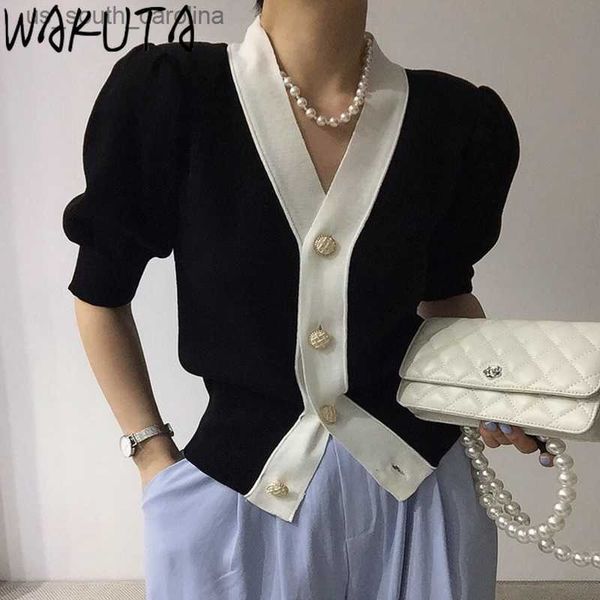 wakuta summer elegant puff short sleeve cardigan women 2023 korean design solid single breasted chic knitted ottfice lady l230522, White
wakuta summer elegant puff short sleeve cardigan women 2023 korean design solid single breasted chic knitted ottfice lady l230522, White