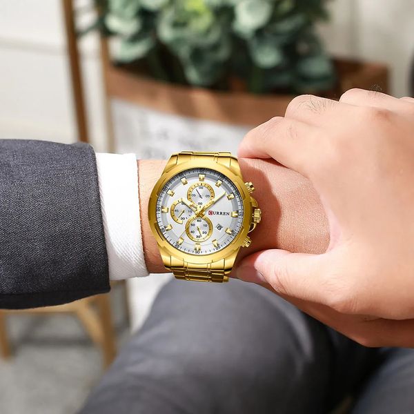 mens wristwatches brand curren watches men sport wristwatch fashion business analog quartz watch male clock chronograph stainless steel, Slivery;brown
mens wristwatches brand curren watches men sport wristwatch fashion business analog quartz watch male clock chronograph stainless steel, Slivery;brown