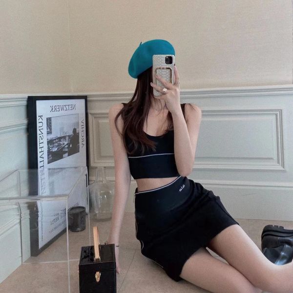 designer summer letter logo women's two piece sets webbing vest skirt suit fashion sports style halter skirt wear women's suit, White
designer summer letter logo women's two piece sets webbing vest skirt suit fashion sports style halter skirt wear women's suit, White