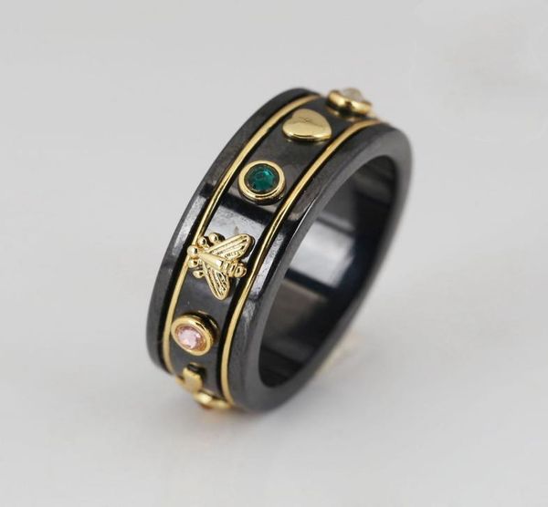 lcon black ceramic bee ring with gold edge stone bee ring vintage ceramic ring4246304, Silver
lcon black ceramic bee ring with gold edge stone bee ring vintage ceramic ring4246304, Silver