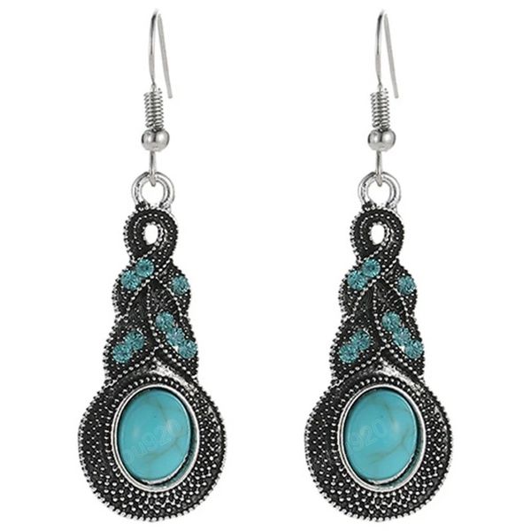 vintage earrings with turquoise big drop hoop studs for women wedding anniversary party gift, Silver
vintage earrings with turquoise big drop hoop studs for women wedding anniversary party gift, Silver