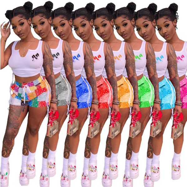 2023 designer brand women tracksuits summer 2 piece women outfits letters pritning crop knot shirt shorts casual sports suits wholesale bulk, Gray
2023 designer brand women tracksuits summer 2 piece women outfits letters pritning crop knot shirt shorts casual sports suits wholesale bulk, Gray