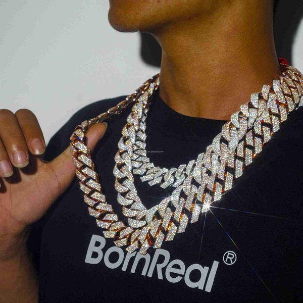 custom vvs moissanite big hip hop mens rapper diamond chain pendant necklace set double row cuban link chain 15mm 18mm 19mm 20mm, Silver
custom vvs moissanite big hip hop mens rapper diamond chain pendant necklace set double row cuban link chain 15mm 18mm 19mm 20mm, Silver